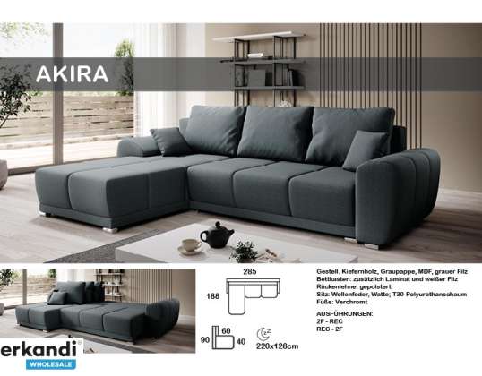 NEW ORDER ASSORTMENT - Corner sofa, living area with functions, different colors and fabric