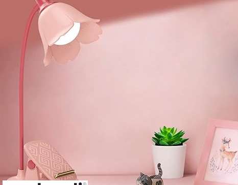 Bordlampe med klemme, oppladbar liten LED-lampe, justerbar svanehals, dimbar søt for gutter Girls Bedroom Dorm Office