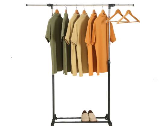 Herzberg HG 03268: Adjustable Single Rod Rolling Clothing Garment Rack