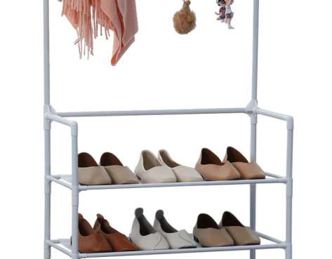 Herzberg Segmented Hallstand Clothes Hanger with 5 Shelves Shoe Rack   60x173cm