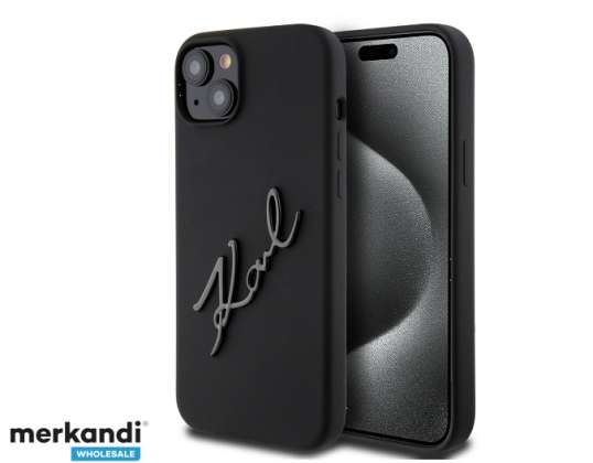 Karl Lagerfeld iPhone 15 Plus &amp;; iPhone 14 Plus Galinis dangtelio dėklas - Karlo scenarijaus logotipas - Juodas J-TOO