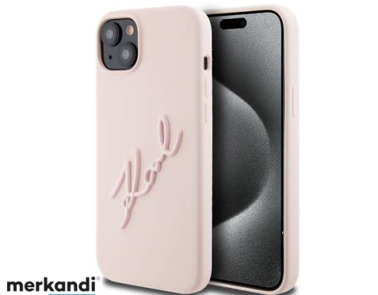 Калъф за заден капак Karl Lagerfeld iPhone 15 Plus & iPhone 14 Plus - лого Karl script - розов J-TOO