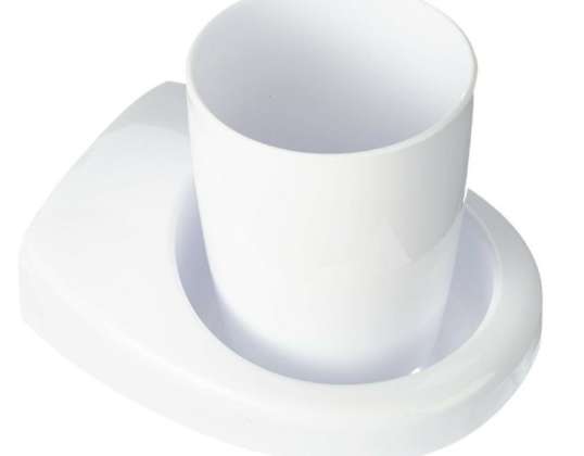Haceka Uno zobna ščetka skodelica - sijajna bela plastika z enostavno montažo