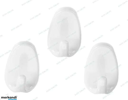 Haceka Uno Self-Adhesive Wall Hooks - Glossy White 3 PCS