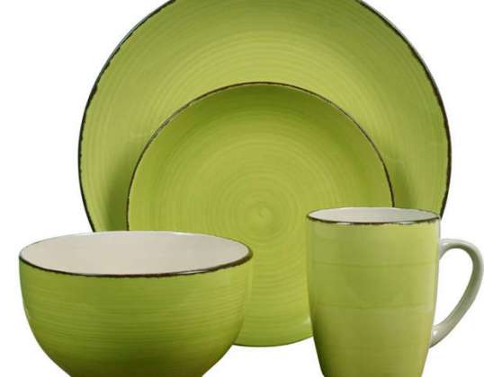 Fremragende husholdningsartikler grøn 16-delt porcelæn