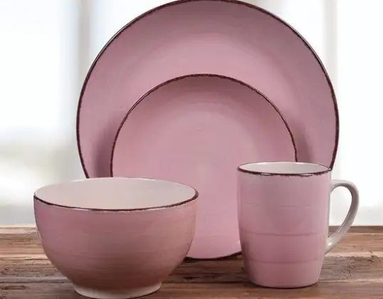 Vynikající domácí potřeby růžové 16dílné nádobí