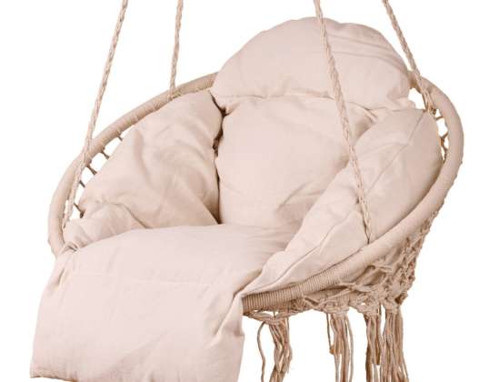 Garden swing, stork's nest, with XXL ecru cushion, 120kg