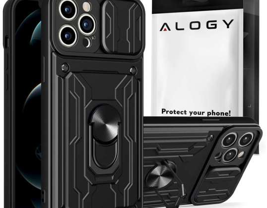 Alogy Camshield Stand Ring Wallet Armored Case with Camera Cover și