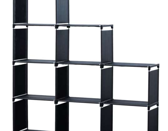 Herzberg 9 Layer Staircase Shelf Book Cabinet Storage Rack   125x125cm Black