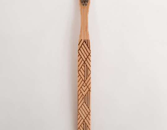 Bambusa zobu birste ar mīkstu saru skaistu ornamenta rokturi pieaugušajiem