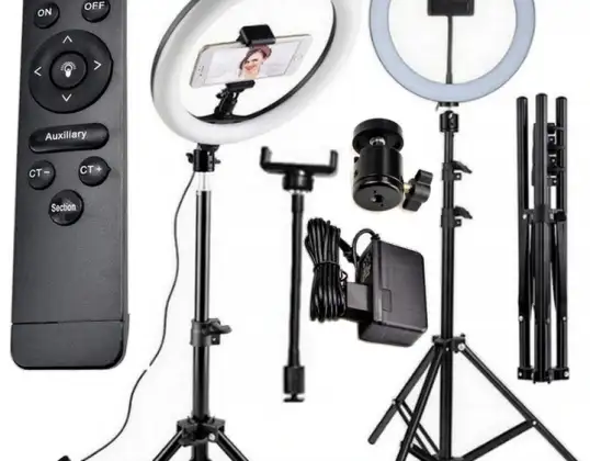 RING LAMP 70W RING 30CM + REMOTE CONTROL + ADJUSTABLE TRIPOD UP 220 CM, SKU: 023-A (Stock in Poland)