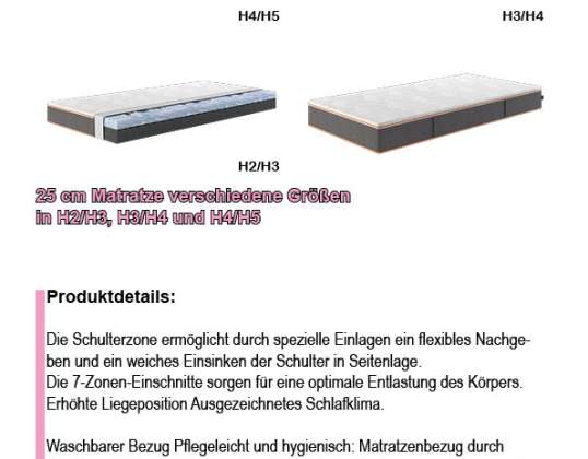 Boss Duo mattress, different sizes in different degrees of firmness