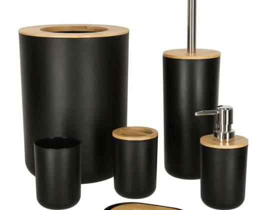 Badezimmer-Set Bürstenspender-Set 6er-Set schwarz