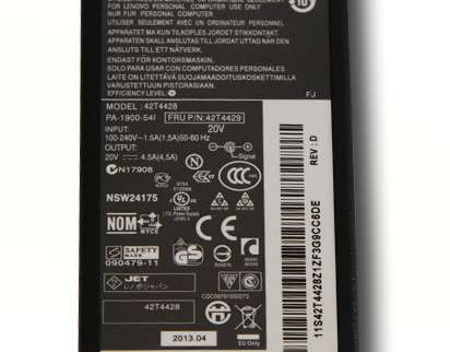 Lenovo bærbar strømadapterlader 20V 4.5A 90W pinne 8/5.5