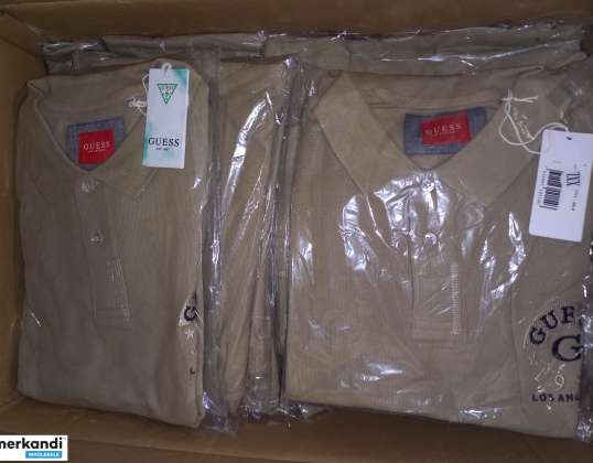 Stock of men's polo shirts by Guess Beige Sizes from S to XXL
