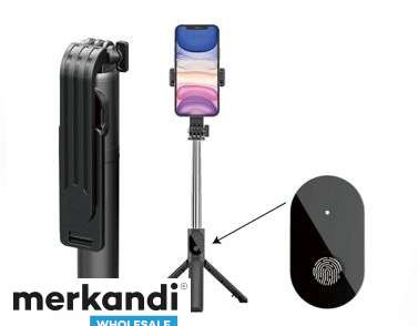 Trípode inalámbrico Bluetooth Selfie Stick, Selfie Stick extensible de aleación de aluminio y soporte para trípode de rotación de 360°, compatible con iPhone y Android Smar