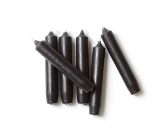 Black Rustik Lys set of 6 pieces small dinner candles