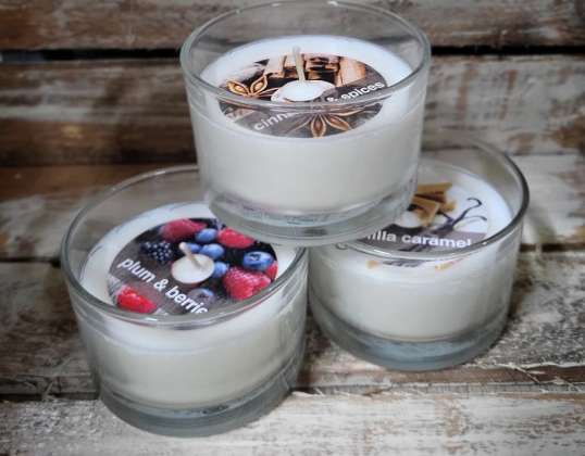 Ароматичні свічки з білого натурального воску - мікс трьох ароматів