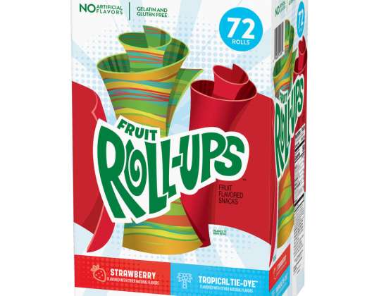 Fruit Roll-Ups 0,5 oz/14 g 72 kosov – nakup v velikem obsegu iz ZDA | 200 škatel/paleta | EAN: 980002335