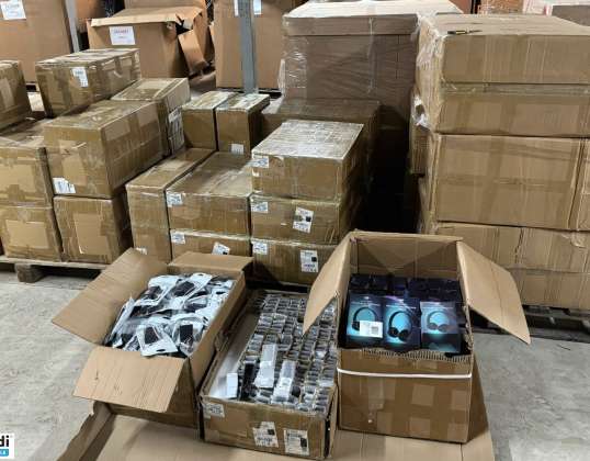 3 pallets of Category A electronics (5962 pcs): Headphones, Universal Remote Controls, IZOXIS Chargers