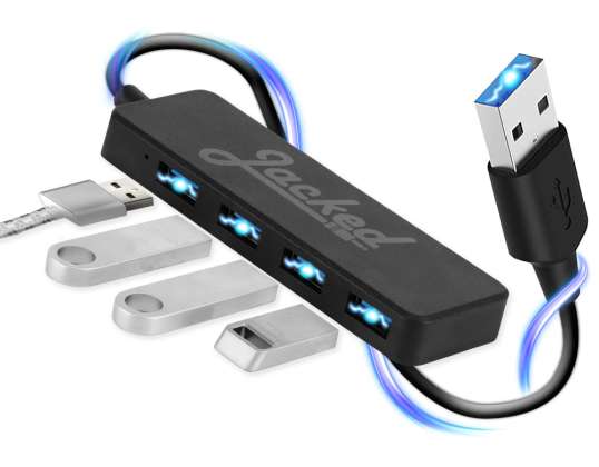 Jackad USB-splitter för bärbar dator – USB-hubb 3.0 USB-avdelare – USB-hubb 4 port – Dockningsstation USB-multiport