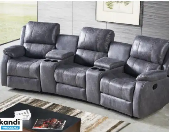 Happy Home Home-Cinema 3-seater upholstered set grey in &quot;cinema design&quot;