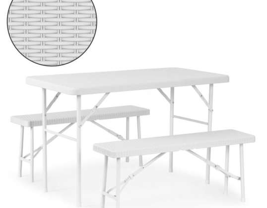 Кейтеринговий набір стіл 120 см 2 лавки банкетний набір - білий