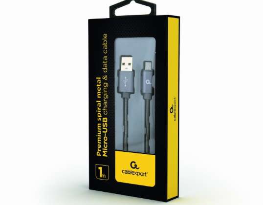 CableXpert Micro-USB charging cable 1 m metallic-grey CC-USB2S-AMmBM-1M-BG