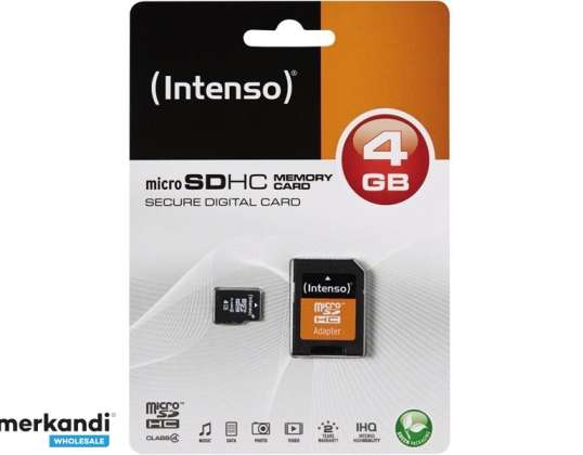 MicroSDHC 4GB Intenso + adaptera CL4 blisteris