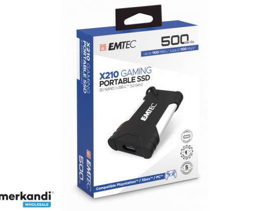 EMTEC X210G GAMING Portable SSD 500GB 3.2 Gen2 3D NAND USB-C ECSSD500GX210G