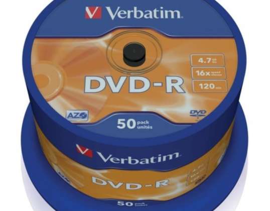 DVD R 4.7GB Verbatim 16x 50pcs Cakebox 43548