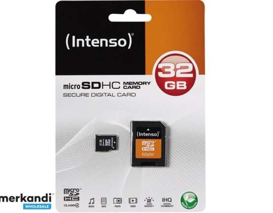 MicroSDHC 32GB Intenso адаптер CL4 блистер