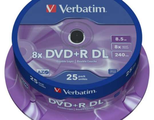 DVD R 8,5 ГБ Verbatim 8x DL Mattsilver SF 25 CB 43757