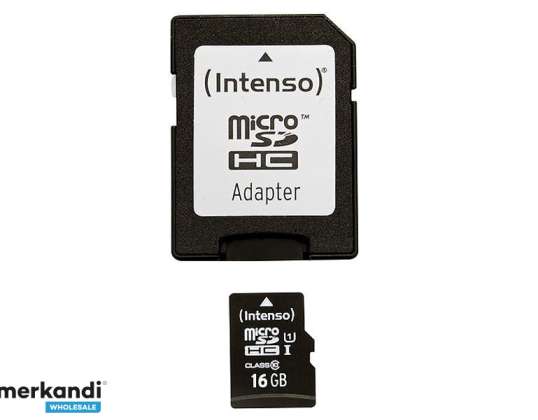 MicroSDHC 16GB Intenso Premium CL10 UHS I adaptera blisteris