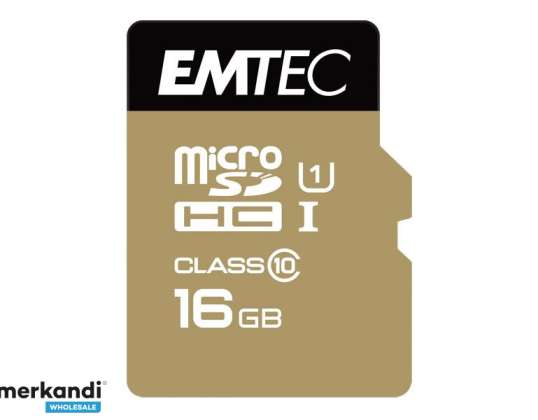 MicroSDHC 16GB EMTEC адаптер CL10 EliteGold UHS I 85MB/s блистер