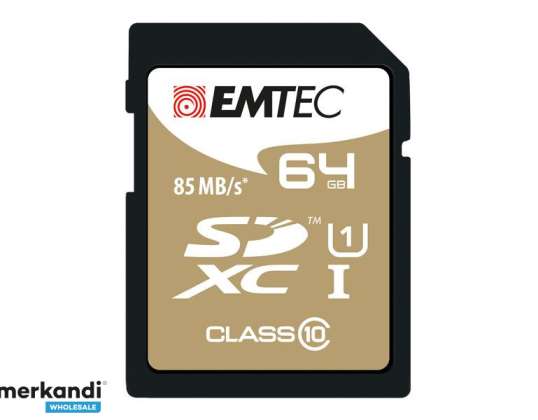 SDXC 64 ГБ Emtec CL10 EliteGold UHS I 85 МБ/с Блистер