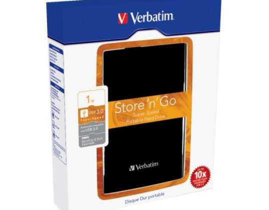 Жесткий диск 2.5 USB3 1 ТБ Verbatim Store n Go Black 53023