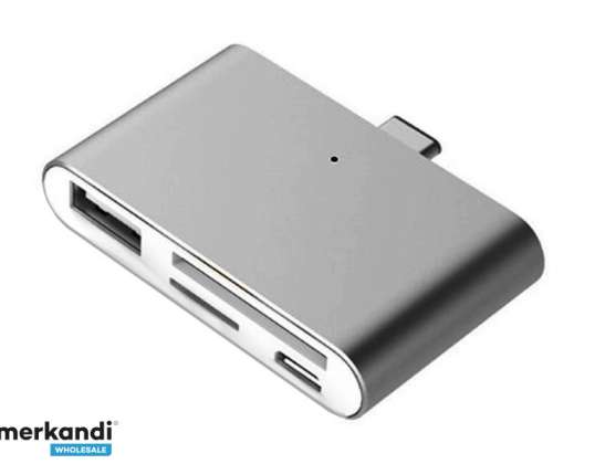 USB Type C išmanusis skaitytuvas, skirtas microSD SD USB USB Micro Grey