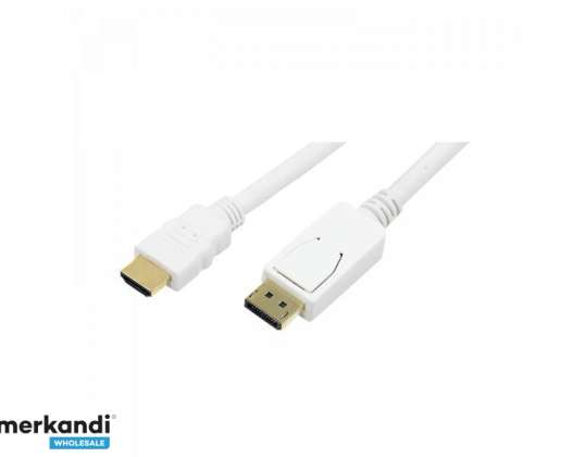 Logilink Cable DisplayPort to HDMI 2m White CV0055