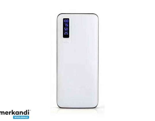 Powerbank 12000mAh LEATHER DESIGN with LED Lamp and 3x USB White
