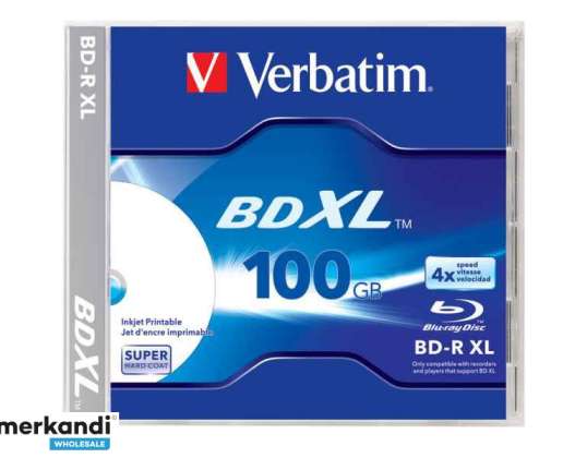 Verbatim BD-R XL 100GB/2-4x jalokivikotelo (1 levy) Mustesuihkutulostettava pinta