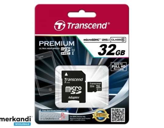 Transcend MicroSD / SDHC-kaart 32GB UHS1 met adapter TS32GUSDU1