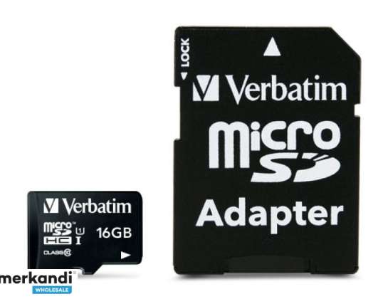 Carte MicroSD/SDHC Verbatim 16 Go Premium Class10 + Adapte retail 44082