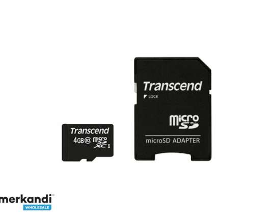 Transcend Tarjeta MicroSD 4GB SDHC Class10 W / Ad. TS4GUSDHC10