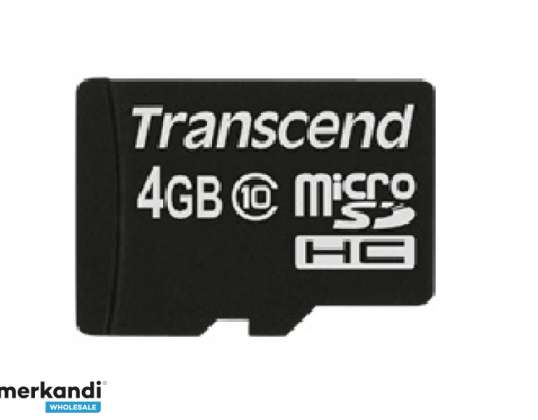 Transcend MicroSD Card 4GB SDHC Cl. (un solo adattatore) TS4GUSDC10