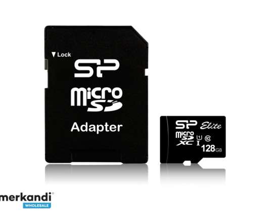 Кремній потужність microSDXC на 128 ГБ класу UHS-1 Elite в / сл.10 Вт / Адап. SP128GBSTXBU1V10SP