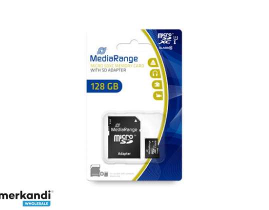 MediaRange MicroSD/SDXC kortelė 128GB UHS-1 Cl.10 įskaitant adapterį MR945