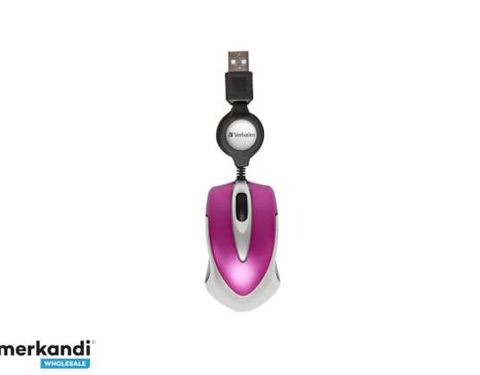 Verbatim USB Mouse Go Mini Optisk Rejse hot pink detail 49021