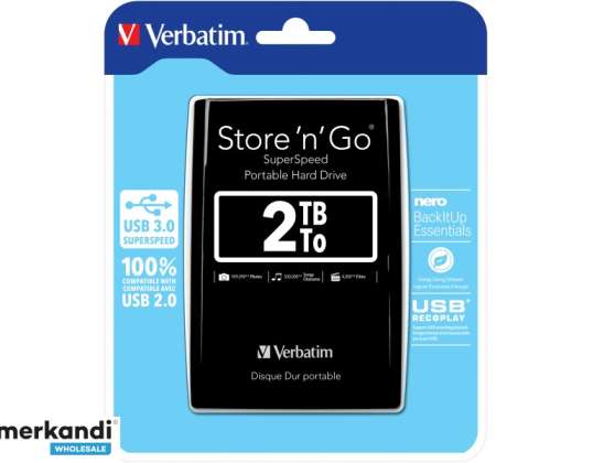 Verbatim Store n Go Externe Festplatte 2TB Schwarz 53177