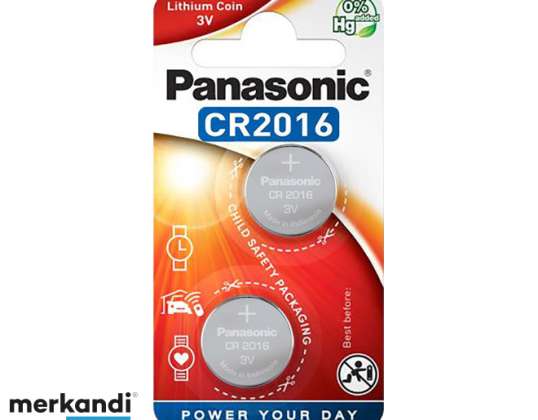 "Panasonic" akumuliatoriaus ličio CR2016 3V lizdinė plokštelė (2 pakuotės) CR-2016EL/2B